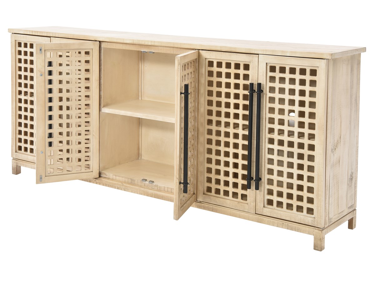 Crested Six-Door Entertainment Console, Champagne